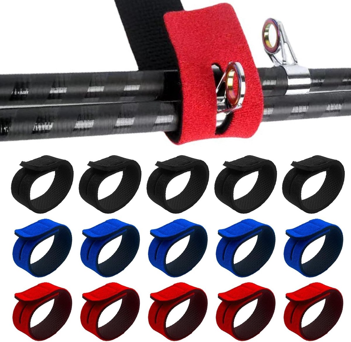 15-delige set visriemen, elastische visgordel, verstelbare 21.3×2.5×0.3cm visgordel, versterkte visriemen voor spin- en vliegvisserij (3 kleuren)