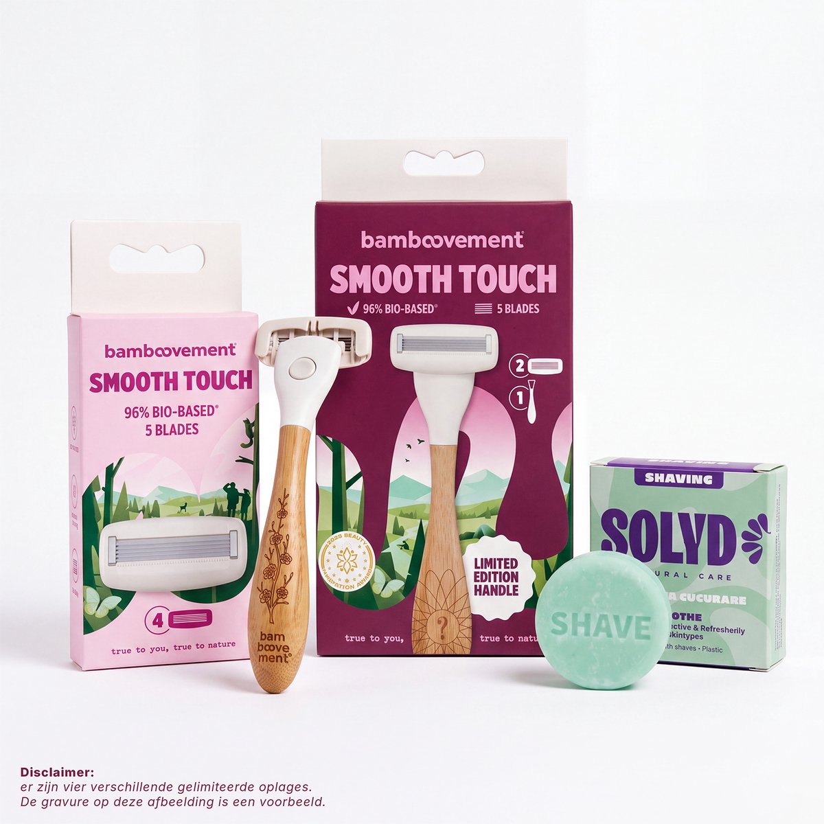 Bamboovement Smooth Touch Limited Edition Scheerset | 6 Navulmesjes + Shaving Bar