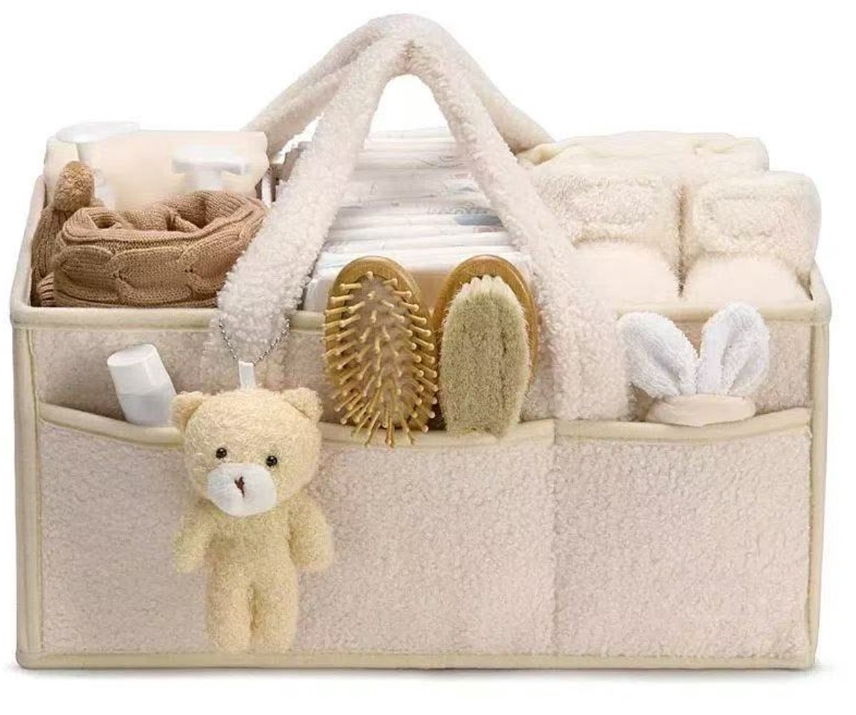 Casalora® Opbergmand voor babyluiers - Handtas met grote capaciteit - Auto-opbergmand - Babykameropslag - Geschikt voor babykamer, mama bij het uitgaan - Beige