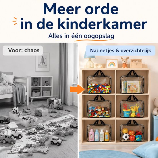 Transparante PVC Opbergtas-Opbergtas Voor Speelgoed-Strandtas-Waterdichte Tas Met Rits-6 Stuks — afbeelding 3