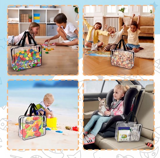 Transparante PVC Opbergtas-Opbergtas Voor Speelgoed-Strandtas-Waterdichte Tas Met Rits-6 Stuks — afbeelding 5