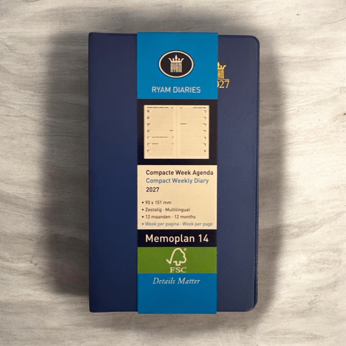 Ryam Zakagenda 2027 - Memoplan 14 BLAUW (9cm x 15cm)