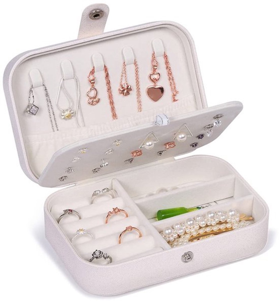 Dailygoody - Juwelenbox - Sieraden Organizer - Compact en Stijlvol - Wit - Perfect