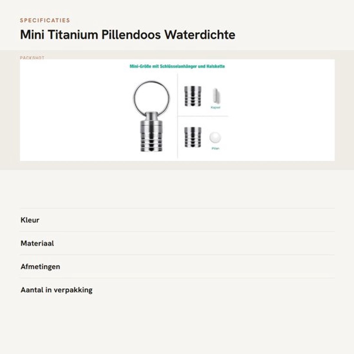 Dailygoody - Mini Titanium Pillendoos - Waterdichte Tabletdoos - Superklein Ontwerp
