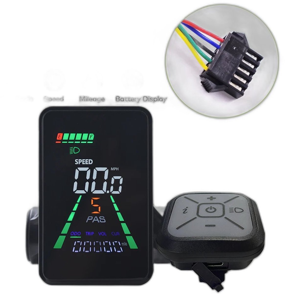 Currero Fatbike Scherm - LCD Display - Schermpje - E-Bike Accessoires - Elektrische Fiets - Dashboard - Snelheidsmeter - Kinderen & Volwassenen