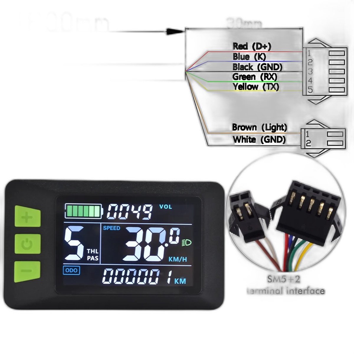 Currero Fatbike Scherm - LCD Display - Schermpje - E-Bike Accessoires - Elektrische Fiets - Dashboard - Snelheidsmeter - Kinderen & Volwassenen