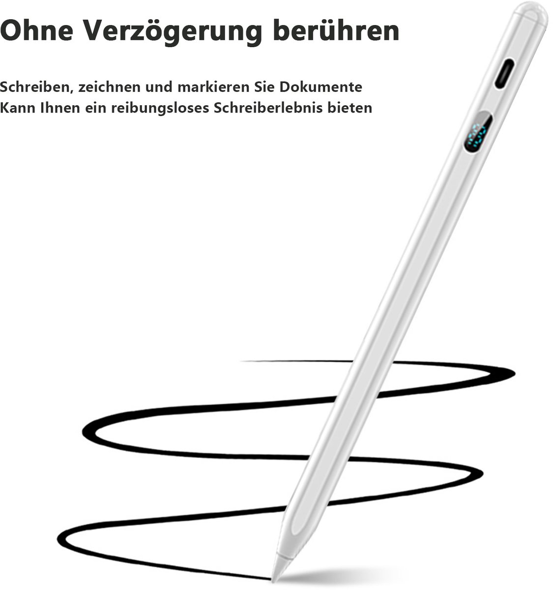 Stylus Active Pen - iPad 2018+ Stylus Magnetisch Schrijfpen - Anti-Touch, Tilt Pressure, 10 Uur Batterij, USB-C