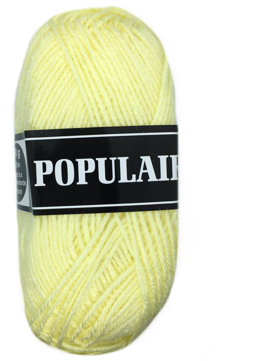 Beijer Populair acryl garen - licht geel (28) - 10 bollen haakgaren/breigaren - naald 3,5 a 4mm