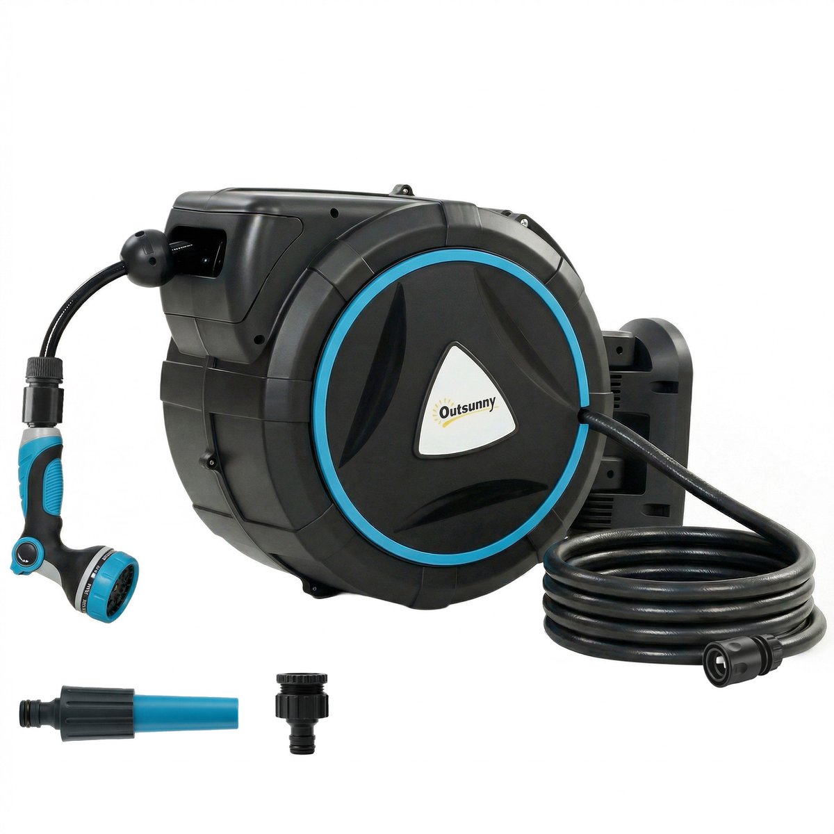 Automatische wandslanghaspel 23+2m met 10+2 sproeistanden - 55x31x50cm - blauw