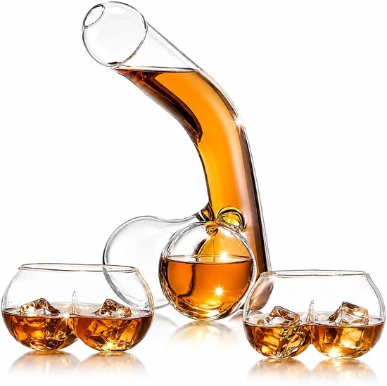 Whiskykaraf 650 ml, Karaf voor Whisky, Likeur, Tequila en Wodka, Stijlvolle Drankkaraf voor Bar en Thuis, Vrijgezellenfeest en Origineel Cadeau, Exclusief Glazen