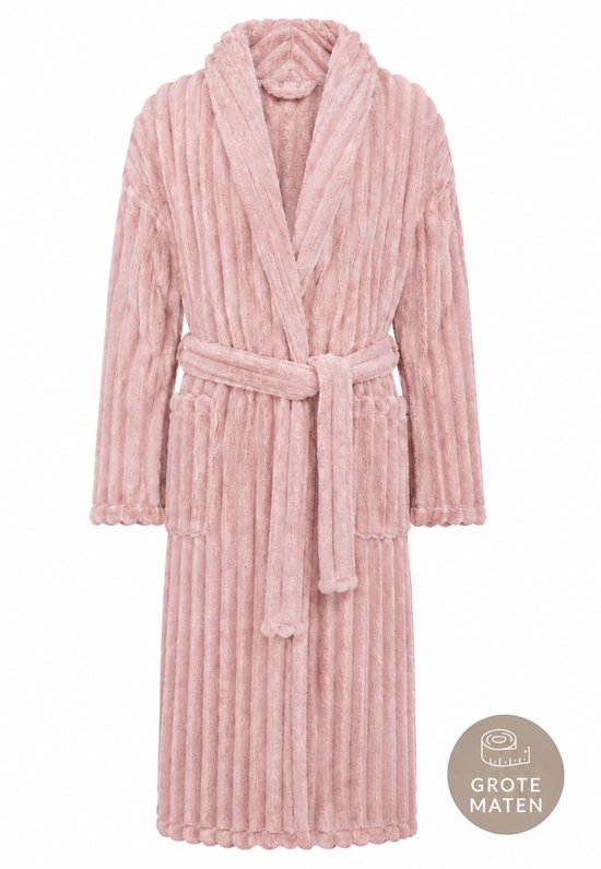 Ribcord badjas fleece - grote maten badjassen-blush-5XL/6XL