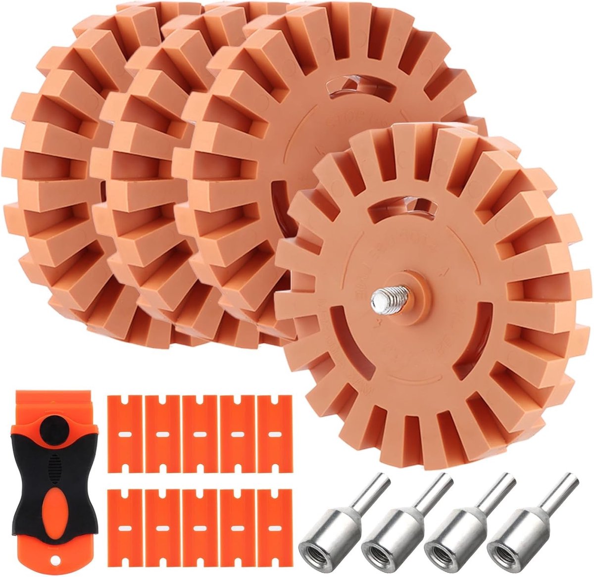 4-delige Foil Gum Set met Adapter, 100mm Gum Disc Rubber Dikte 20mm, Sticker Gum voor het Verwijderen van Nadelstrepen en Vlekken