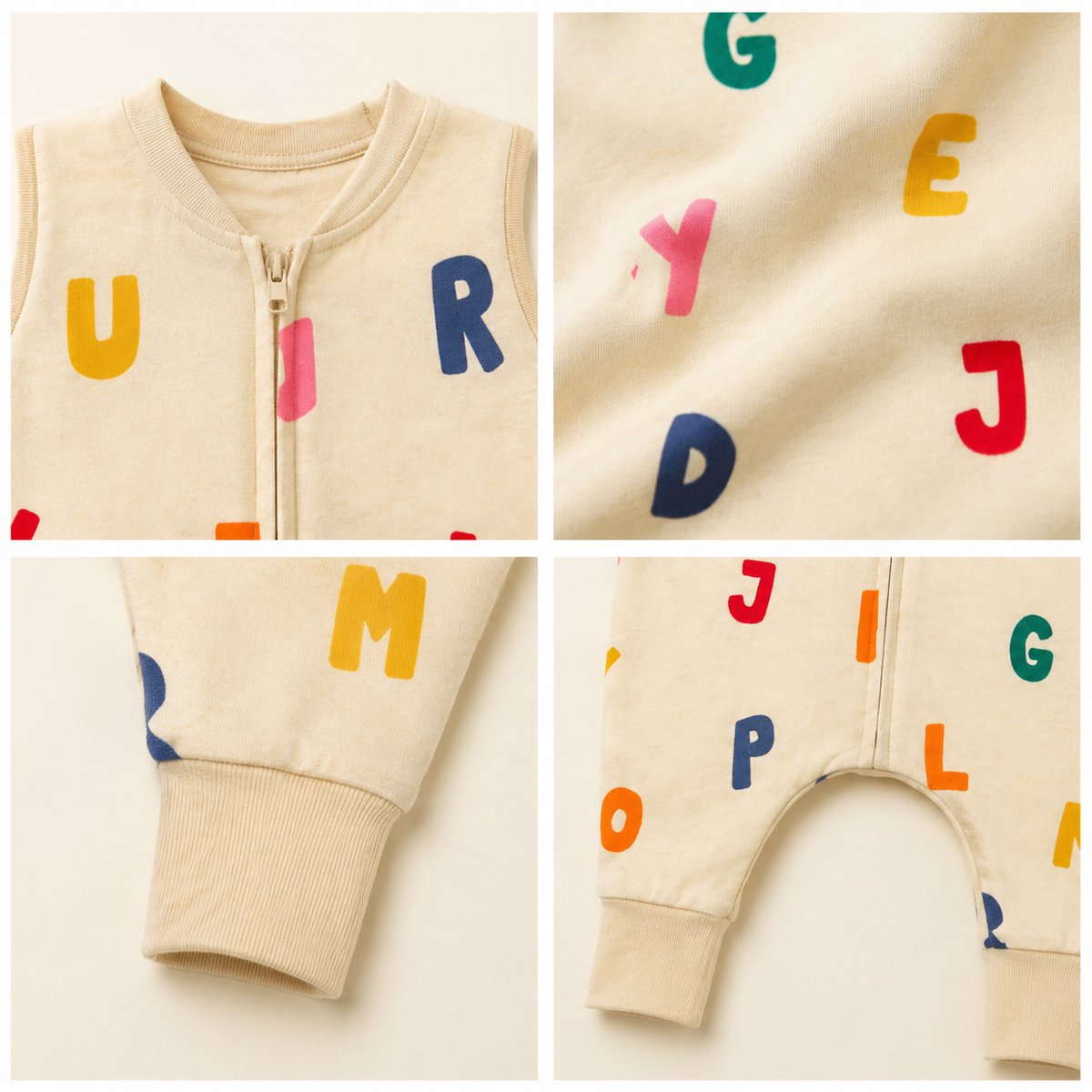 Baby Slaapzak met Benen – Pyjama Slaapoverall TOG 1.0 – Licht Gewatteerd – ABC - Voor Slapen, Kruipen & Spelen – Zonder Voetjes voor kinderen tot 2 jaar