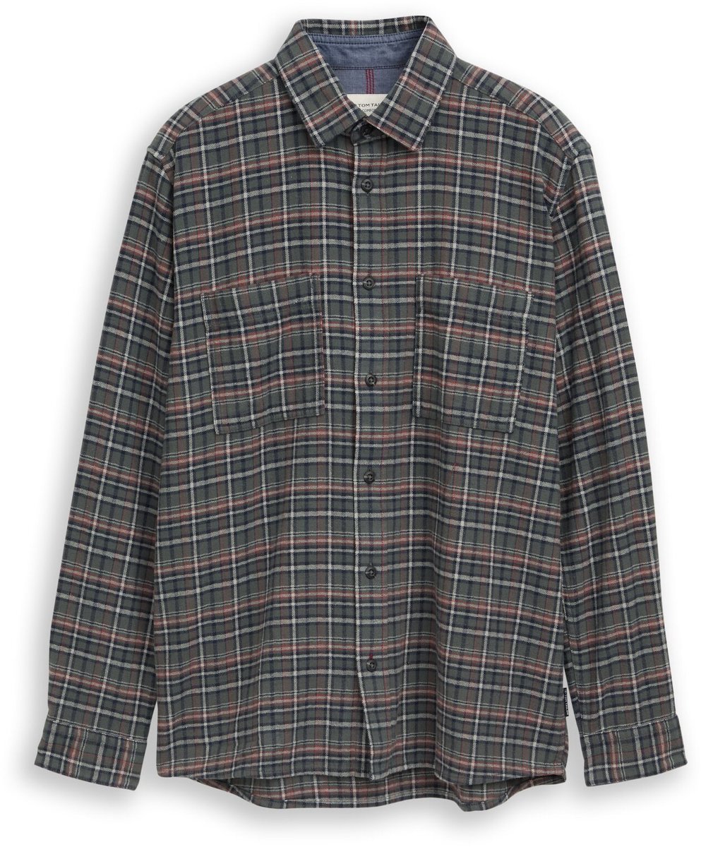 Tom Tailor - Comfort Fit flanellen overhemd met ruitpatroon - Maat L - green based blue mint check
