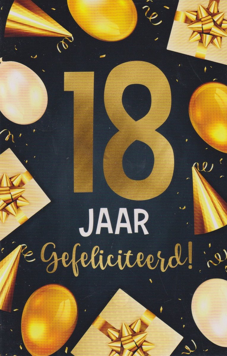 18 Jaar Gefeliciteerd - Luxe verjaardagskaart - 12x17cm - Gevouwen Wenskaart inclusief envelop - Leeftijdkaart - D18121
