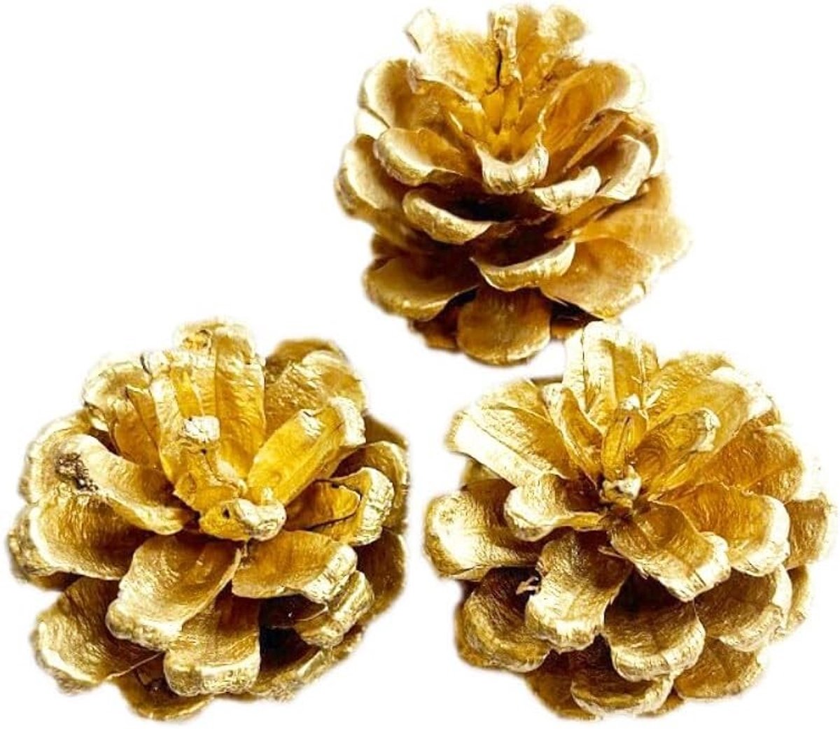 Set van 12 Natuurlijke Dennenappels voor Kerstdecoratie - DIY Ambachten en Hangdecoraties in Goud, 5-6 cm