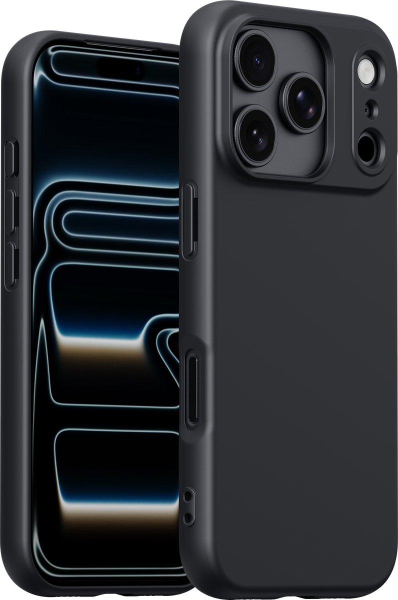Hoesje - geschikt voor iPhone 17 Pro/18 Pro - Zwart - shock proof - Siliconen Case Cover - Zwart