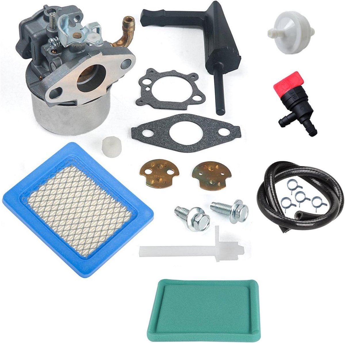 Complete Carburettorkit met Luchtfilter, Voorfilter en Brandstoffilter voor Briggs & Stratton Motoren 798653, 697354, 790290, 791077, 698860 en 491588, 491588S