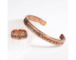 Koperen set armband & ring - magneten - Lichttaal - DEVA Loves