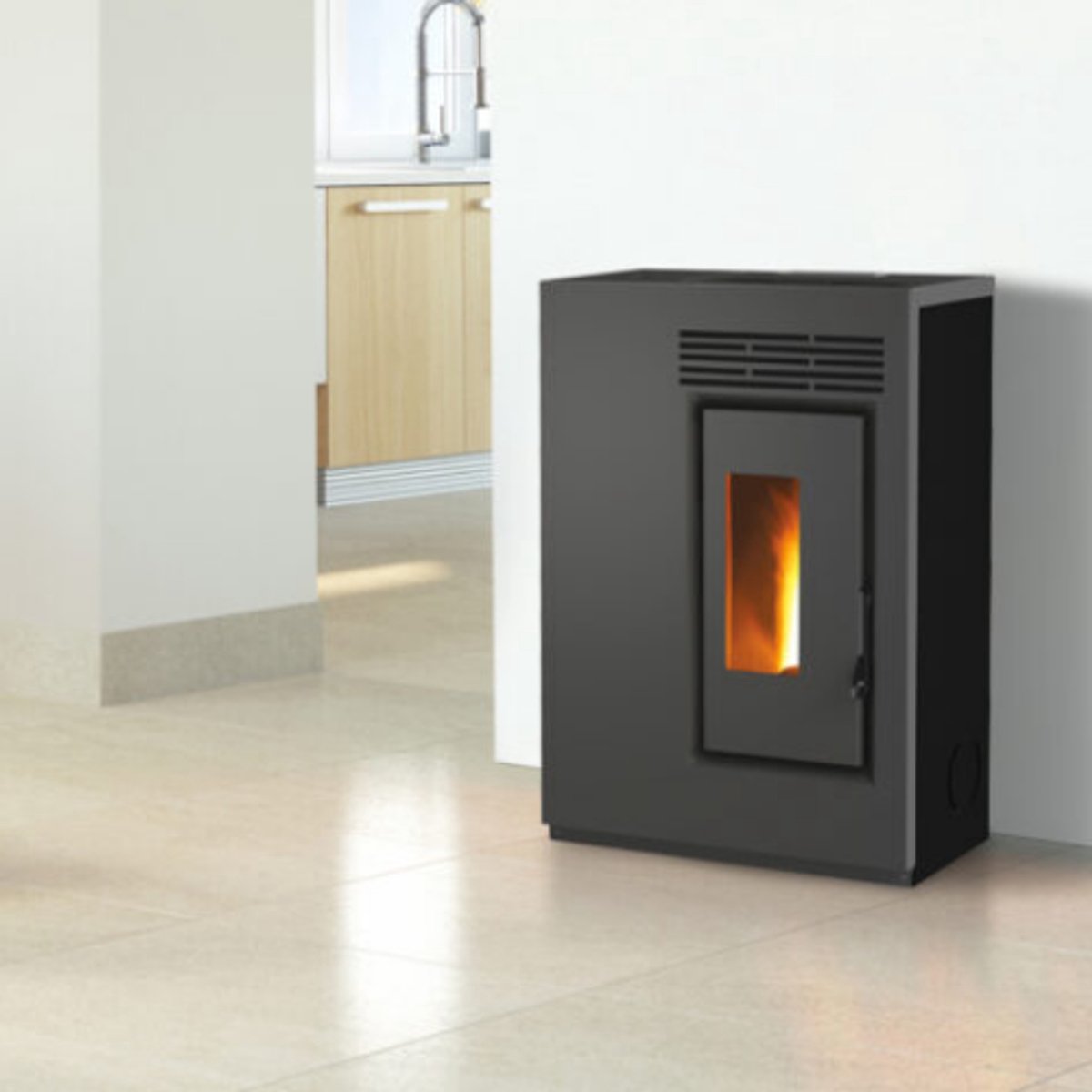 Fair ECO 60 Pelletkachel 5 kW – Compact Design – Programmeerbaar – Voorventilatie – Zwart – Verwarmt tot 160 m³