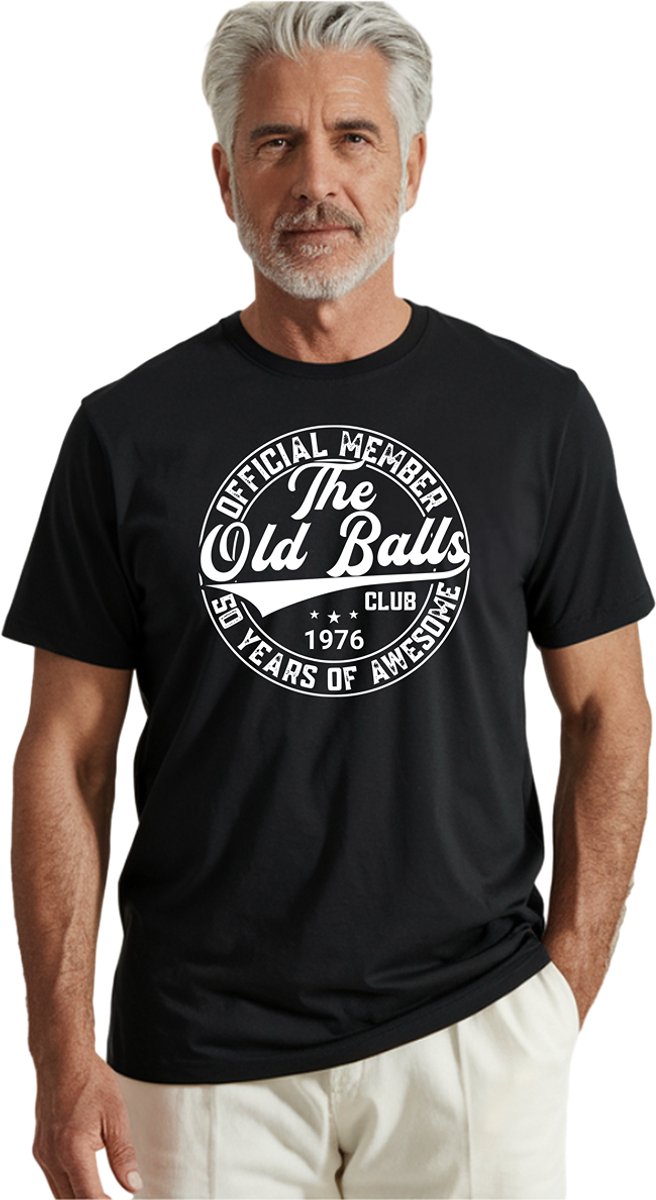 The Old Balls Club 50 Jaar T-shirt - Verjaardag en feest cadeau - Cadeau tip - Abraham Cadeau - 50 jaar cadeau - 50 jaar abraham - 50 jaar - T-shirt - 1976 - Heren - Grappig Cadeau - Vader Cadeau - Maat M