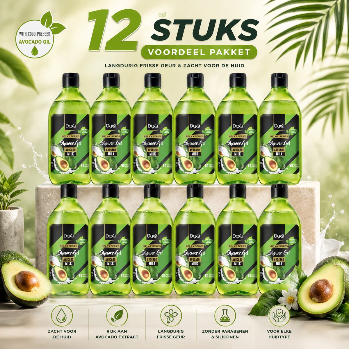 12x Doxa Relax Serie Douchegel 400ml -Avocadomelk