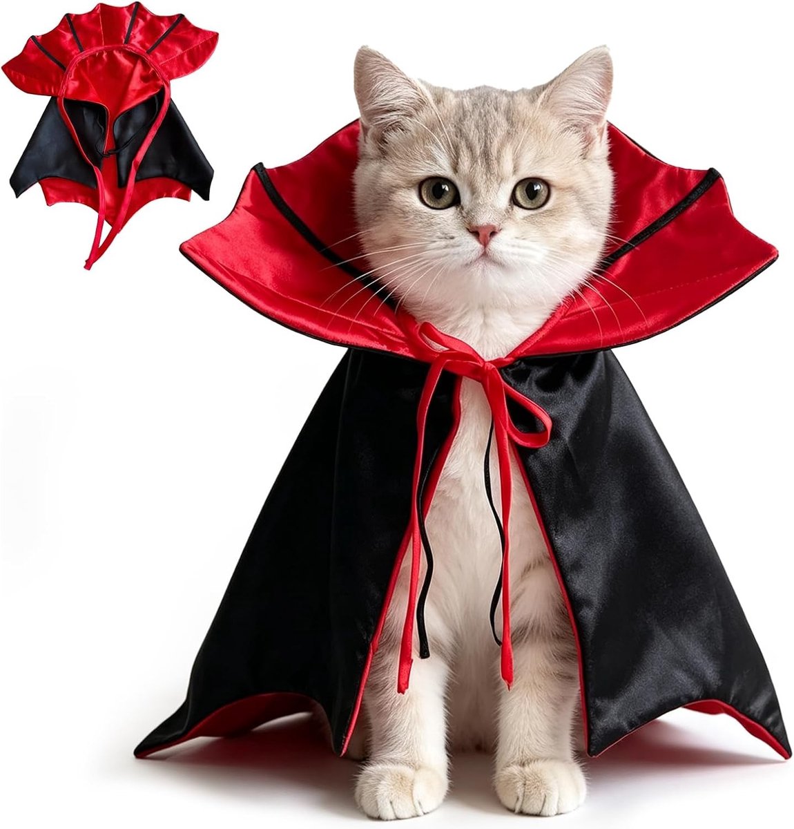 Vampier Halloween-kostuum voor huisdieren met opstaande kraag voor honden en katten
