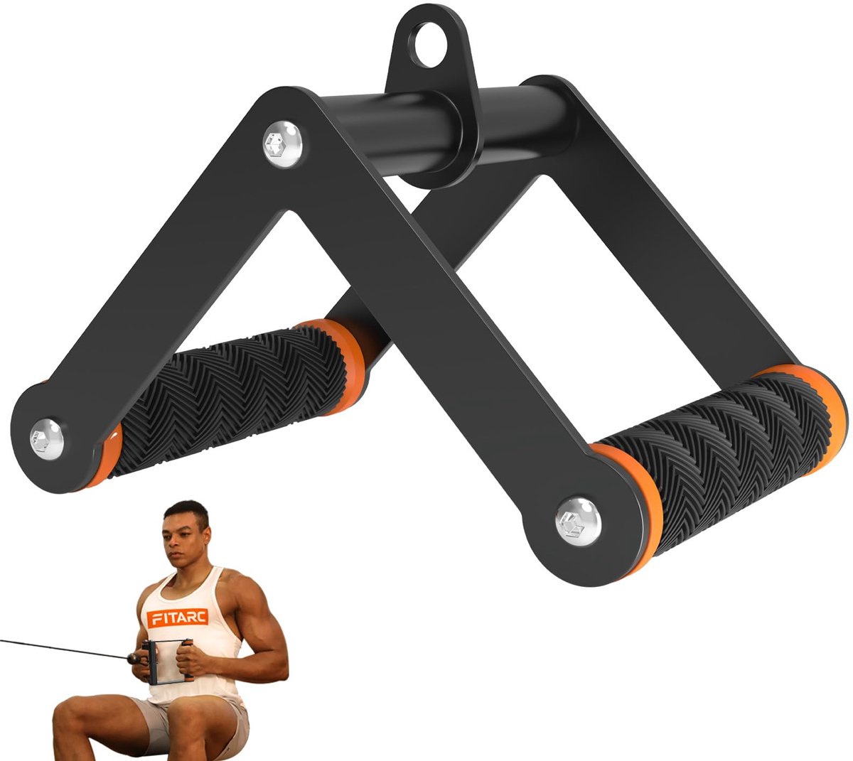 V-bar Roeigreep - Met antislip handvatten - Voor fitness en thuisworkouts - Oranje