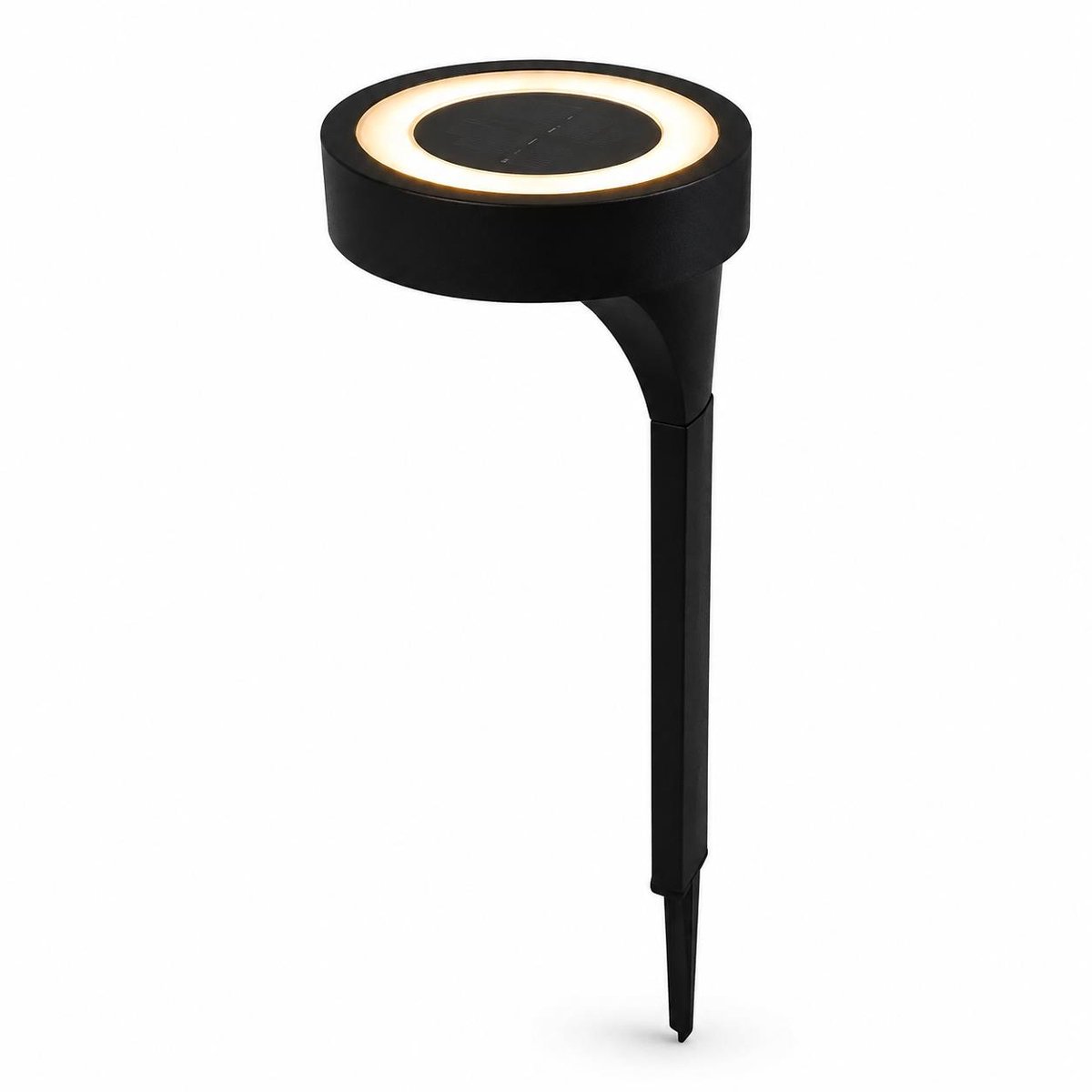 Solar Tuinlamp 40 cm - Rond Warm Wit Licht - Zwart - 1 Stuk