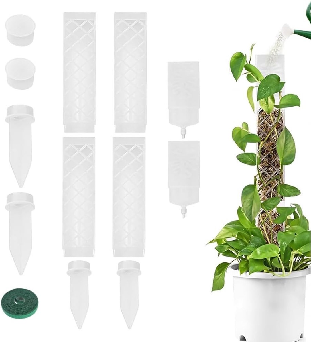 Moss Pole voor Klimplanten - Zelfwaterende Mosstang met Bodemvoeder en Plantbanden voor Monstera en Andere Klimplanten in de Tuin