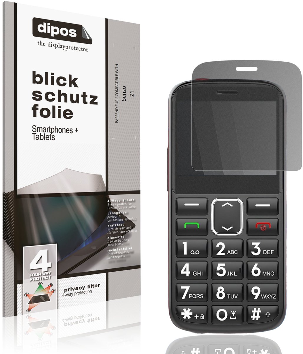 dipos – Matte Privacy Screenprotector geschikt voor Senzo Z1 | Anti-Spy Beschermfolie