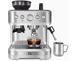 Volautomatische Espressomachine Silver - 15 Bar Pomp - Roestvrij Staal - <5 Kopjes - Automatische Koffiemolen
