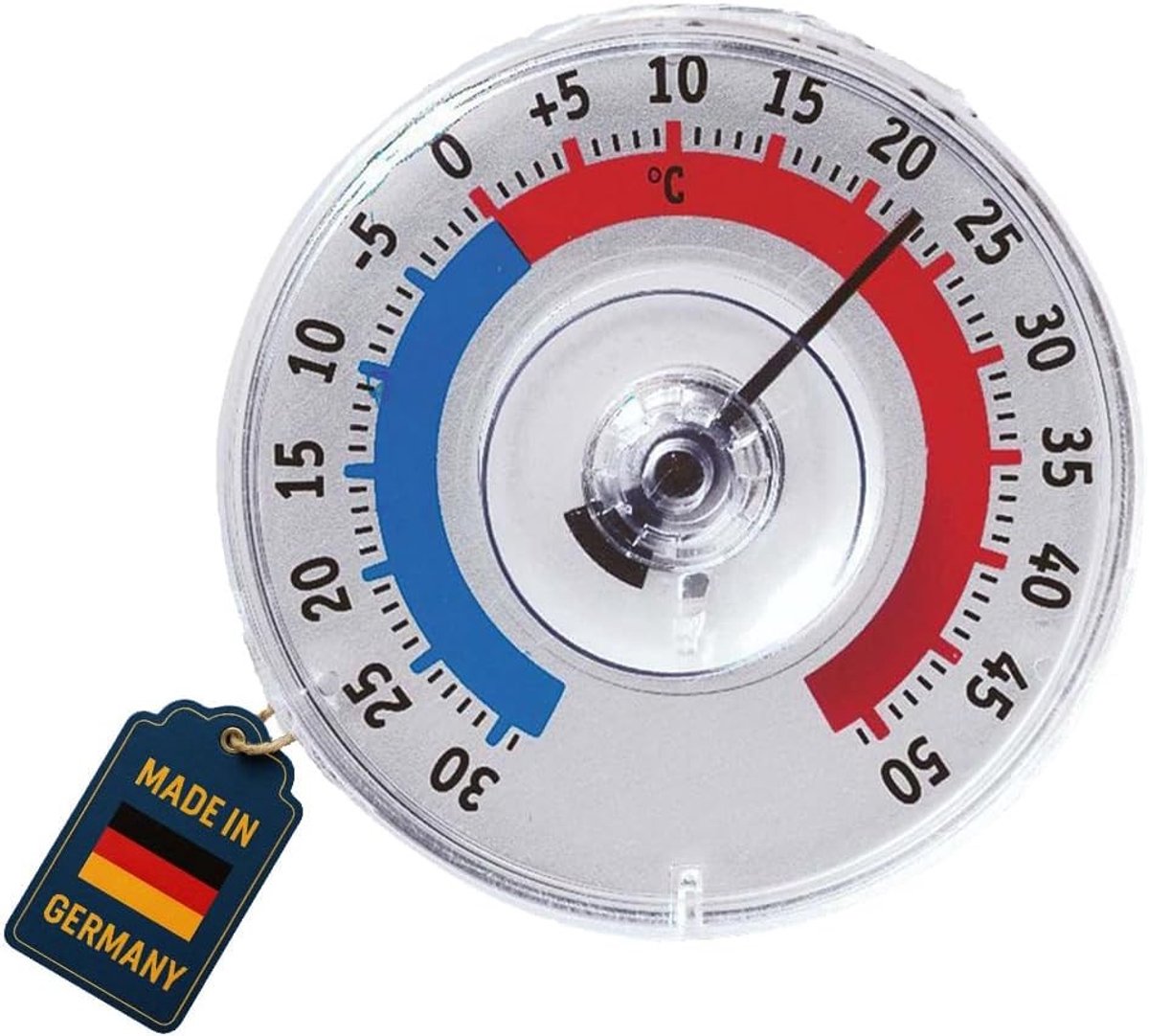 Aanlegthermometer - Blauw - 80 mm - Kunststof Raamthermometer met Zuignap - Voor Buiten