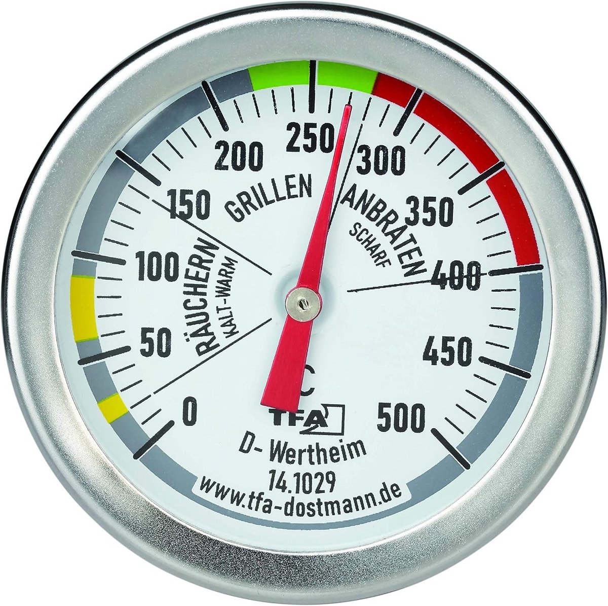 Aanlegthermometer - Roestvrij staal - Ø 52 x 67 mm - Analoge BBQ Grill Thermometer - Voor Barbecue en Rookoven