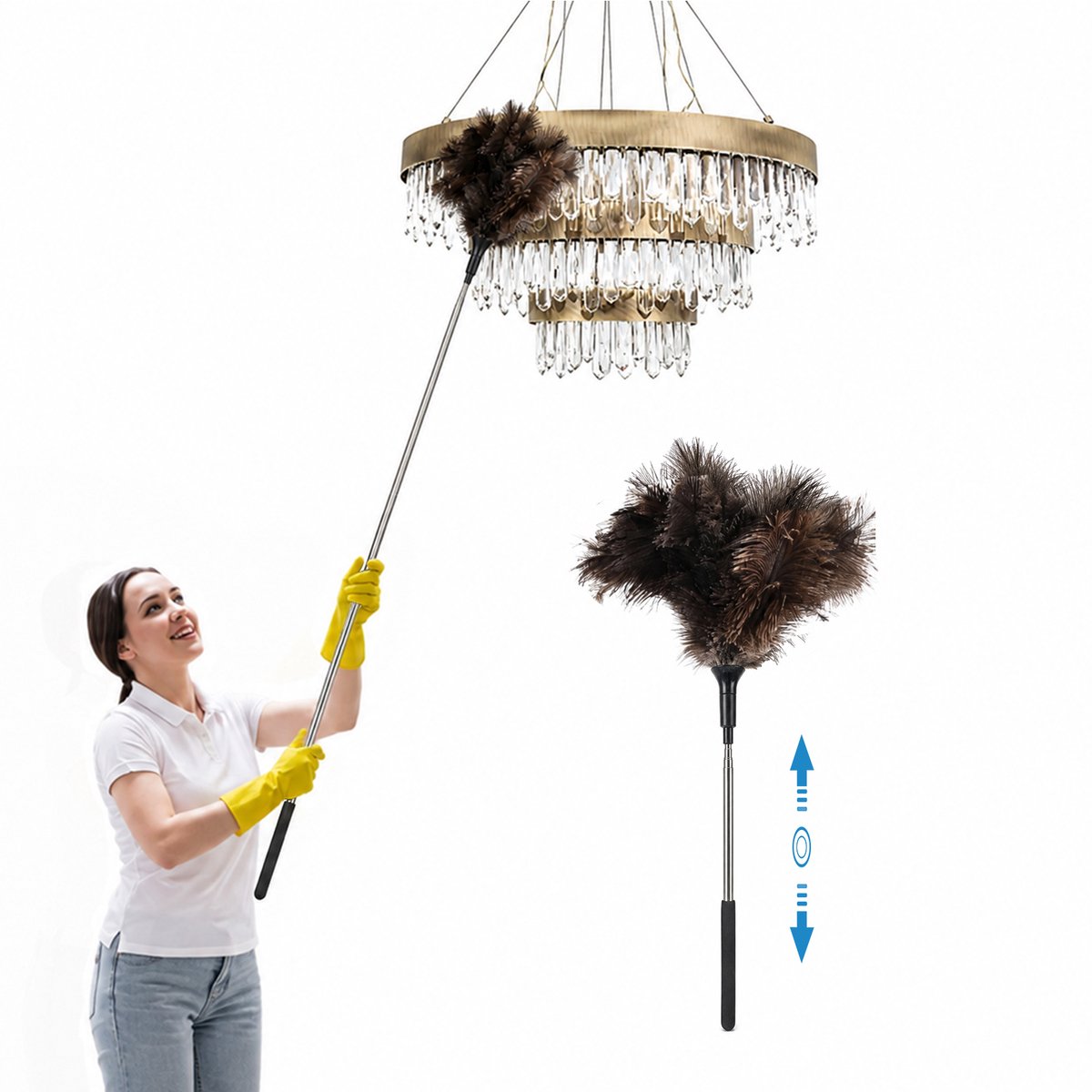 Plumeau Uitschuifbaar - 48~120 cm - Telescopische Plumeau - Ragebol