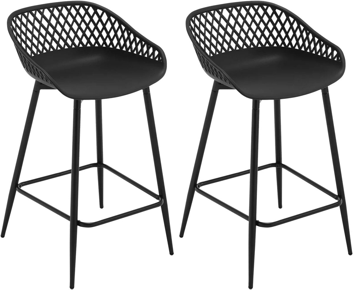 Klarven Barkrukken met Rugleuning Zwart - Barkrukken Set van 2 - Barkrukken met Armleuning - Bar Stool - Barkrukken Buiten - Stevig, Draagvermogen tot 150 kg - B47xh84xd48,5cm