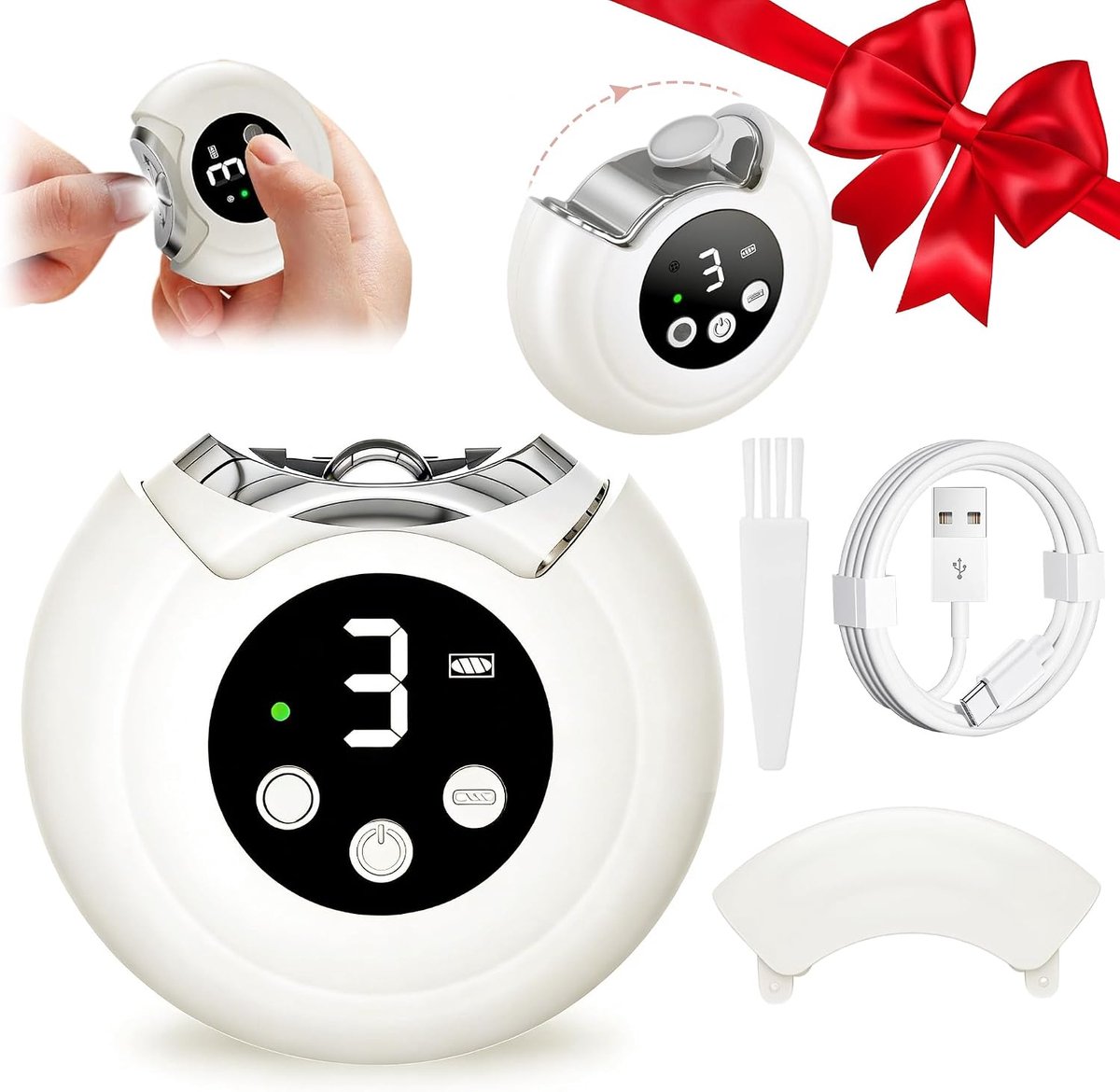 VHV - Elektrische Nagelknipper - Automatische Nageltrimmer - Met LED Licht - 3 Snelheden -8.5x8.5x3.7 cm - Voor Baby's,Volwassenen, Senioren - Champagne