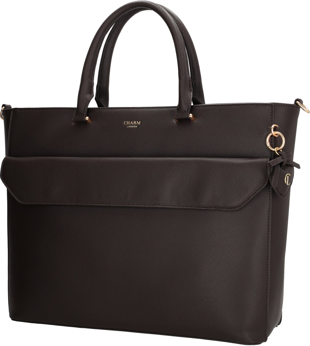 Charm London Cambridge Laptoptas 15,6 inch - Handtas - Shopper - Werktas - A4 - Laptopvak - Donkerbruin