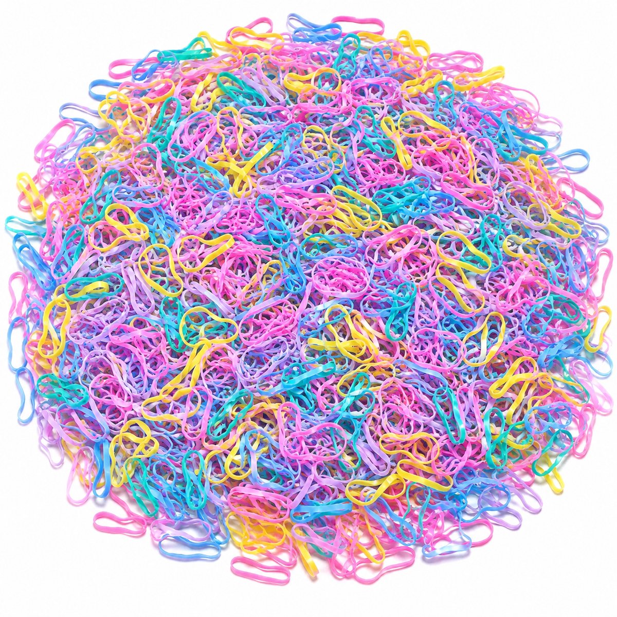Fako Fashion - 500x Gekleurde Maxi Elastiekjes Neon - Meisjes - Baby - Kinderen - Haar Elastiekjes - Elastiek - Extra Sterk - Neon Mix - 2.5 cm - 500 Stuks
