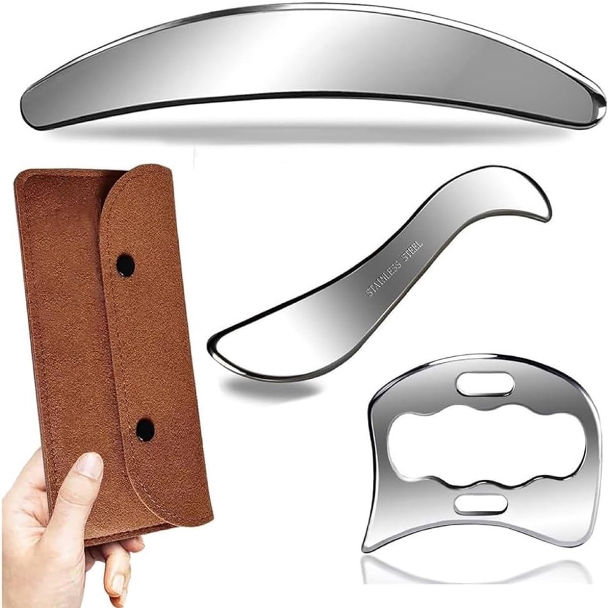 Massage Therapie Stick voor Gezicht, Gua Sha Schraper van Roestvrij Staal voor Spierpijnverlichting, Verbeter Doorbloeding en Ontspan Spieren met Dit Effectieve Gereedschap