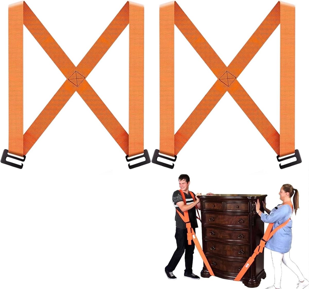Draagriem voor het verplaatsen van meubels, 2 personen, 270 x 4.5 cm, ideaal voor tillen en transporteren van zware voorwerpen zoals matrassen en huishoudelijke apparaten