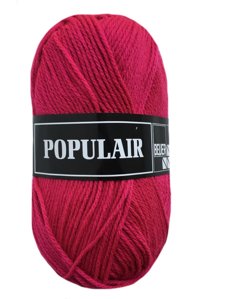 Beijer Populair acryl garen - fuchsia roze (64) - 10 bollen haakgaren/breigaren - naald 3,5 a 4mm