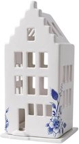 Heinen Delfts Blauw - Waxinelichthouder huis - trapgevel - Delfts blauw - 17 cm