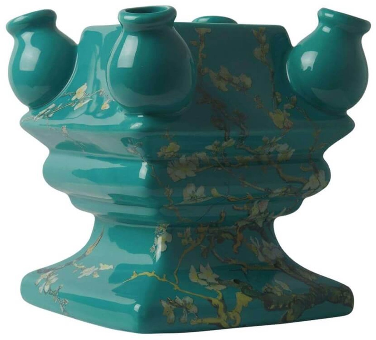 Heinen Delfts Blauw Tulpenvaas Stapelgekte - Van Gogh - bodem - 17 cm Multicolor
