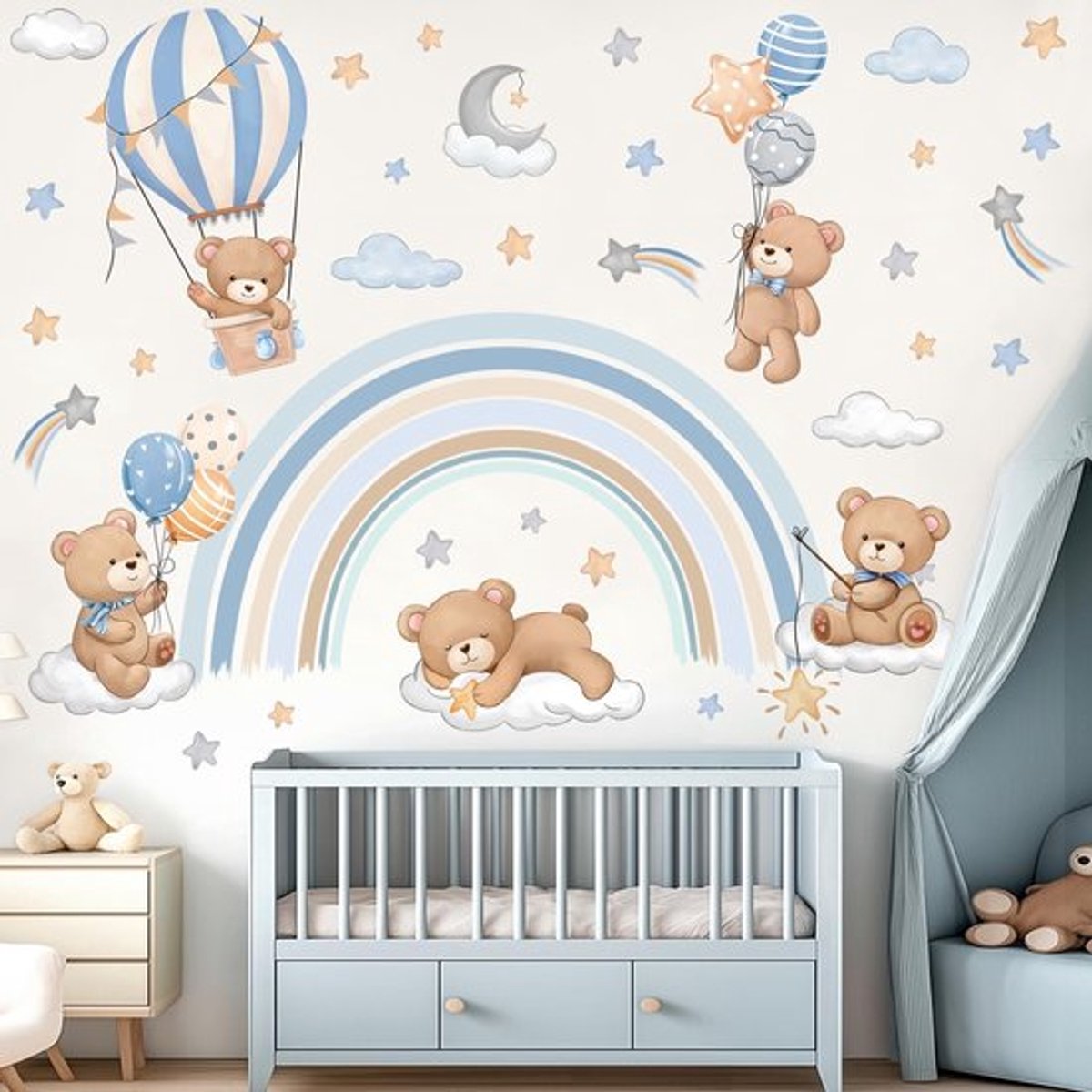 Allecto - Muurtattoo - Regenboog Dieren - Slaapkamer Decoratie - Meerkleurig