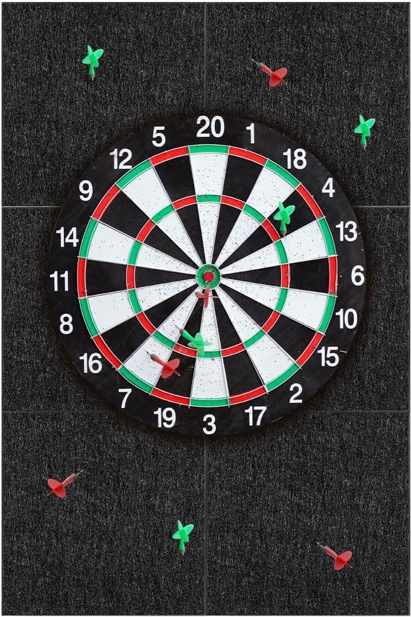 Dartboard Wandbeschermers 6 Stuks 30x30 cm Zelfklevende Wandtegels voor Dartbord Beveiliging, Ideaal voor Speelkamers en Gamen, Zwart en Duurzaam