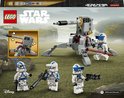 LEGO Star Wars 501st Clone Troopers Battle Pack met AT-RT walker en drie minifiguren: 501st Clone Specialist, 501st Officer en een 501st Heavy Trooper.