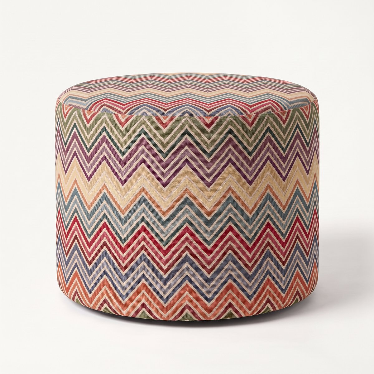 Mörgenn Poef Zigzag Wave - Ronde Poef en Voetenbank - Chevron Geweven - 60x60x50 cm