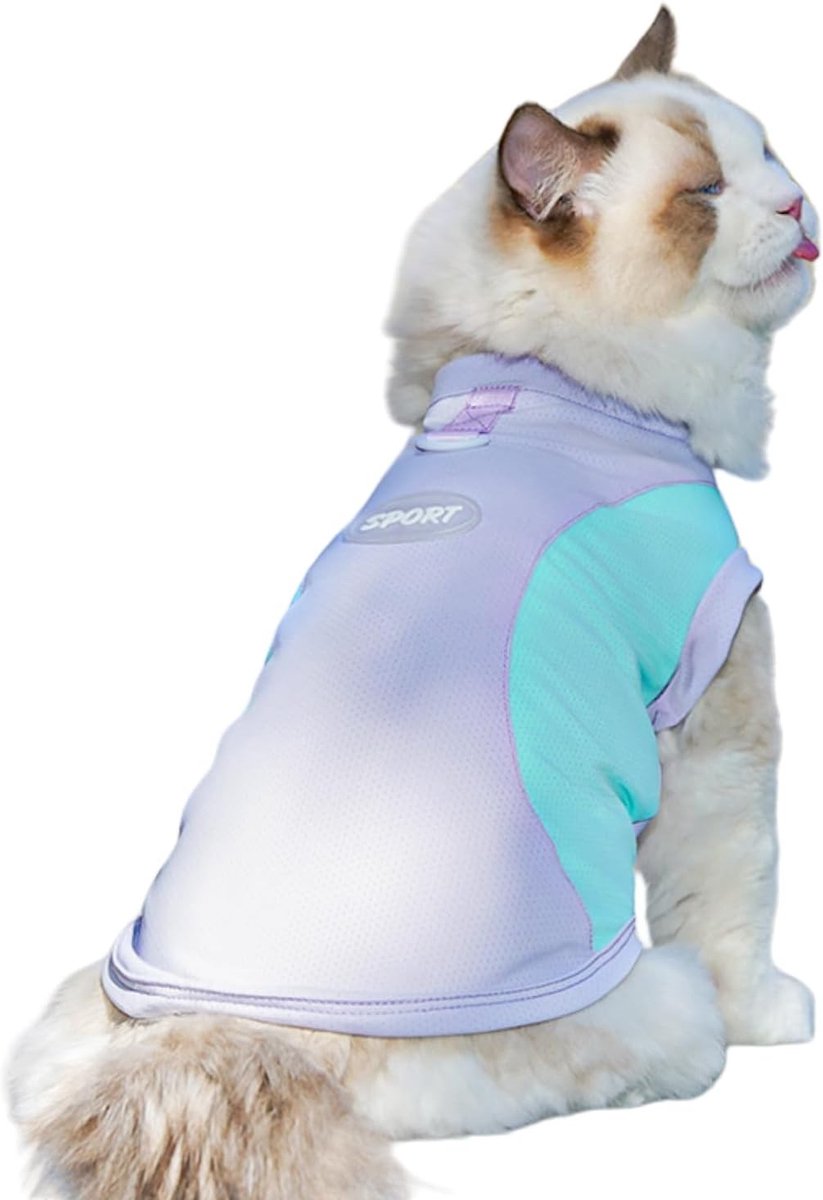 Lichtgewicht Sportshirt voor Huisdieren in Pastelpaars met Turquoise, Maat 4XL, Ideaal voor Activiteiten en Wandelen