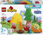 LEGO Duplo Peppa Big kampeerdoos 10452 met Peppa, George, tent, boom en kampvuur.